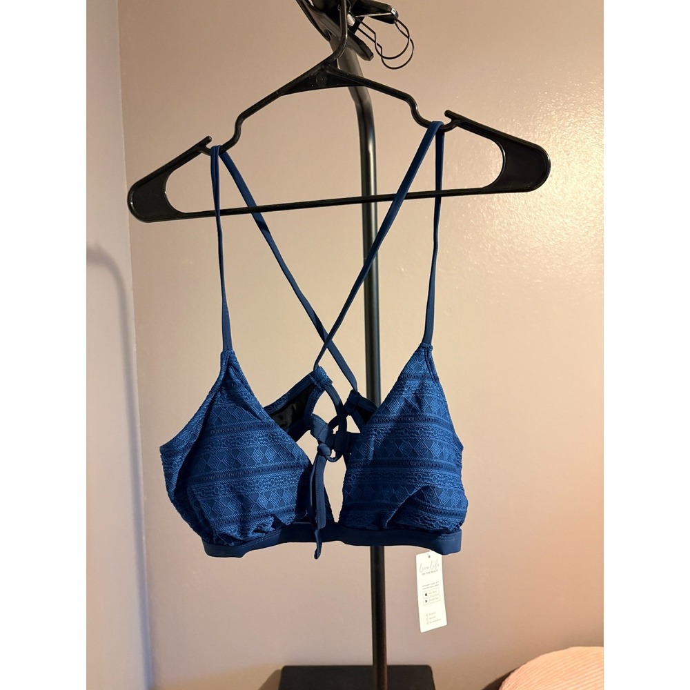 Cupshe Blue Geometric Bikini Top Size XL Spaghetti Strap DAA12A4L007US